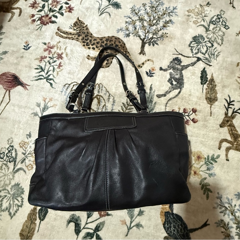 Coach east west tote shoulder Black Leather Handbag